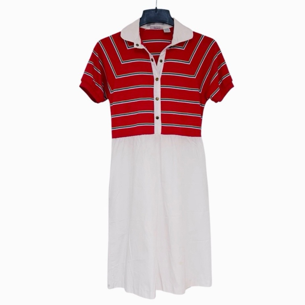 Vintage 70’s The Sportdress Red Stripe Short Sleeve Polo Shirt Dress